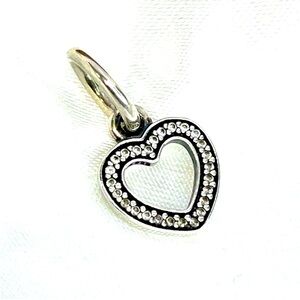 Pandora silver Pavé heart dangle charm